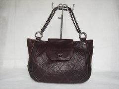 Chanel Bow Tote Lambskin Bag Dark Brown