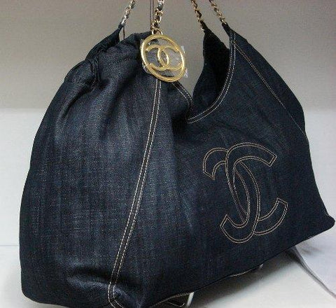 Authentic Chanel Coco Cabas Large Hobo Bag I Blue Jeans Denim I Excellent